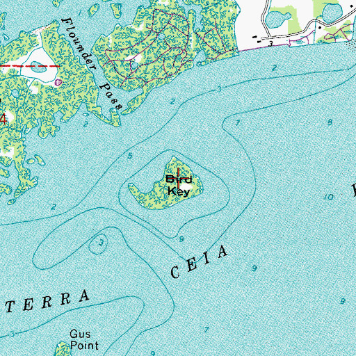 Topographic Map of Bird Key, FL