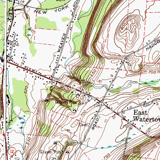 Topographic Map of Butternut Falls, NY