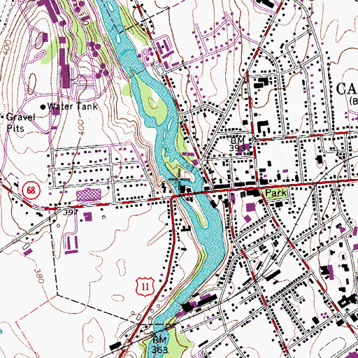 Topographic Map of Cascade Falls, NY