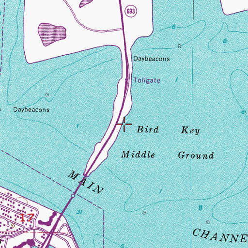 Topographic Map of Bird Key, FL