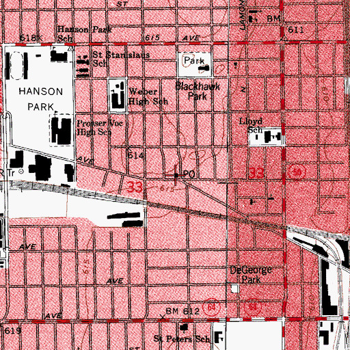 Topographic Map of Cragin Post Office, IL