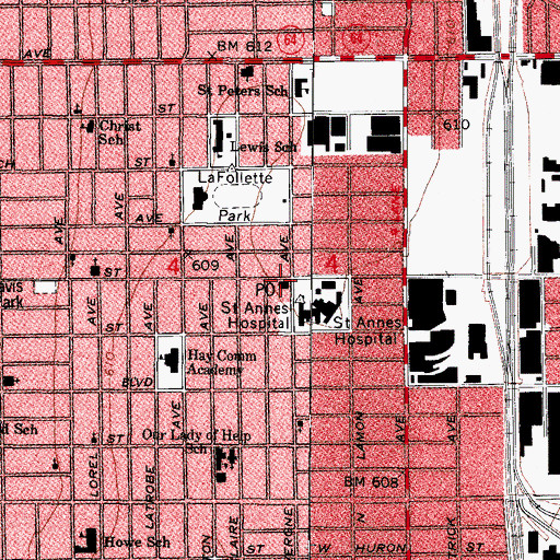 Topographic Map of Robert Leflore Jr Post Office, IL