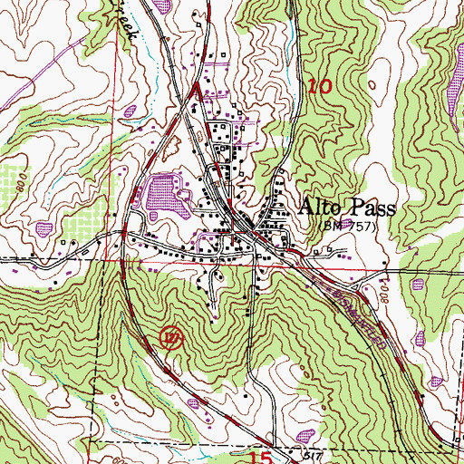 Topographic Map of Alto Pass Post Office, IL