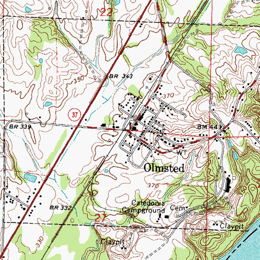 Topographic Map of Olmsted Post Office, IL