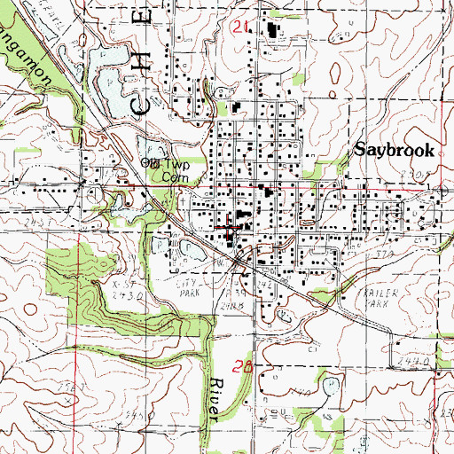 Topographic Map of Saybrook Post Office, IL