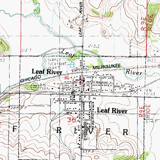 Topographic Map of Leaf River Post Office, IL