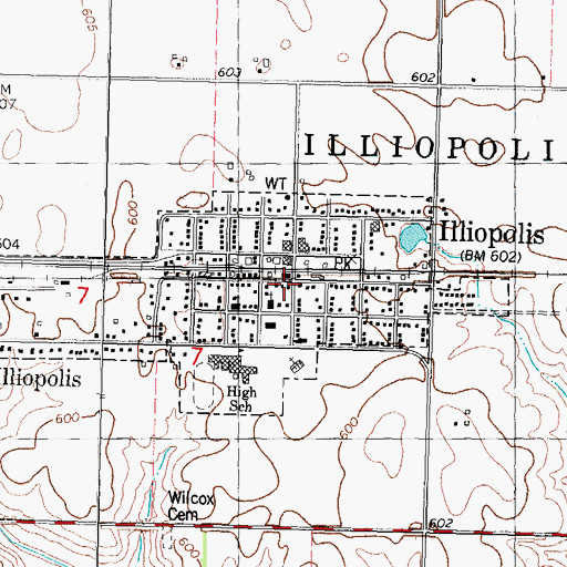 Topographic Map of Illiopolis Post Office, IL