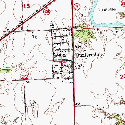 Topographic Map of Dunfermline Post Office, IL
