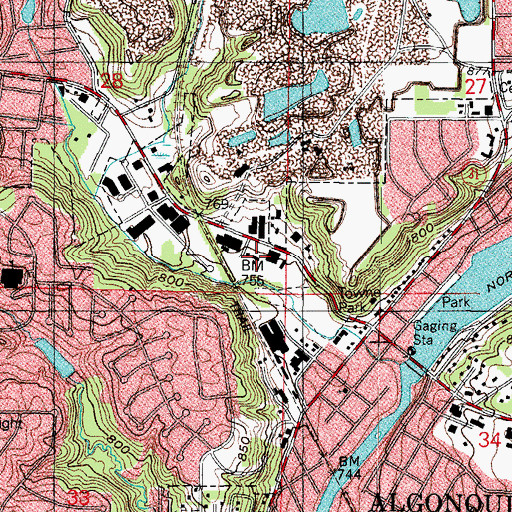 Topographic Map of Algonquin Post Office, IL