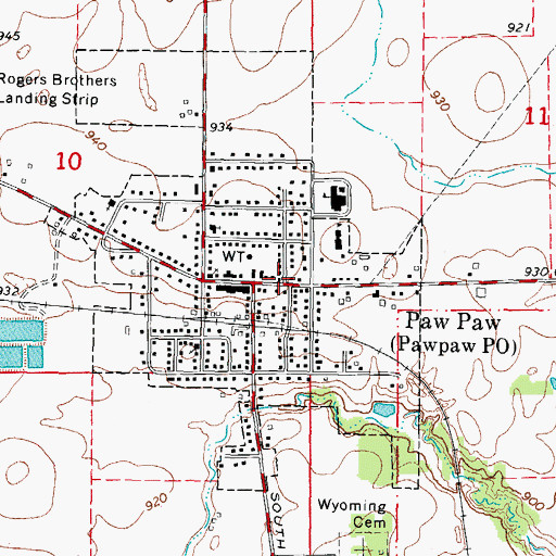 Topographic Map of Paw Paw Post Office, IL