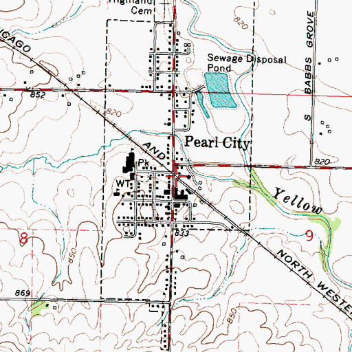 Topographic Map of Pearl City Post Office, IL