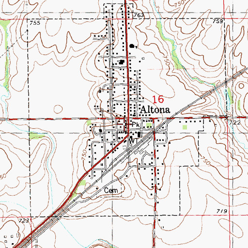 Topographic Map of Altona Post Office, IL