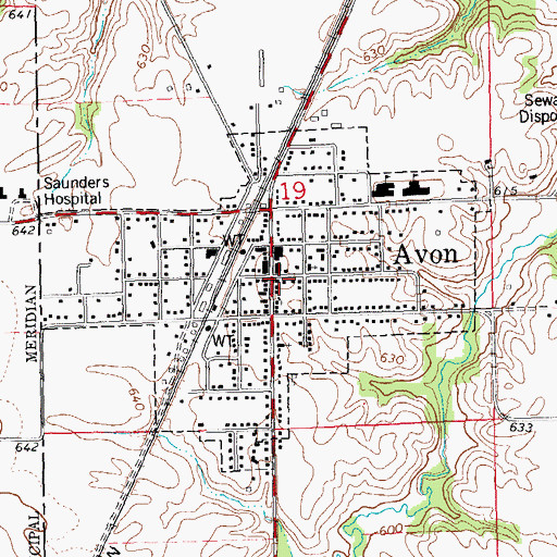 Topographic Map of Avon Post Office, IL