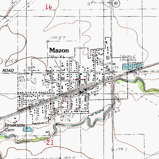 Topographic Map of Mazon Post Office, IL