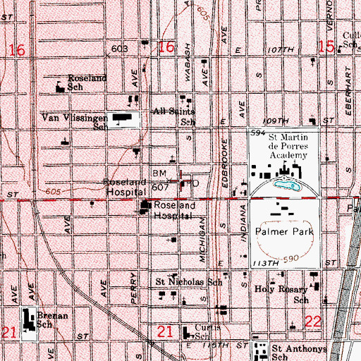 Topographic Map of Roseland Post Office, IL