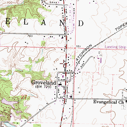 Topographic Map of Groveland Post Office, IL