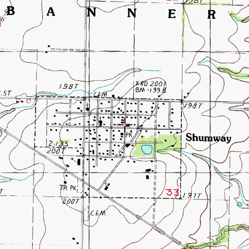 Topographic Map of Shumway Post Office, IL