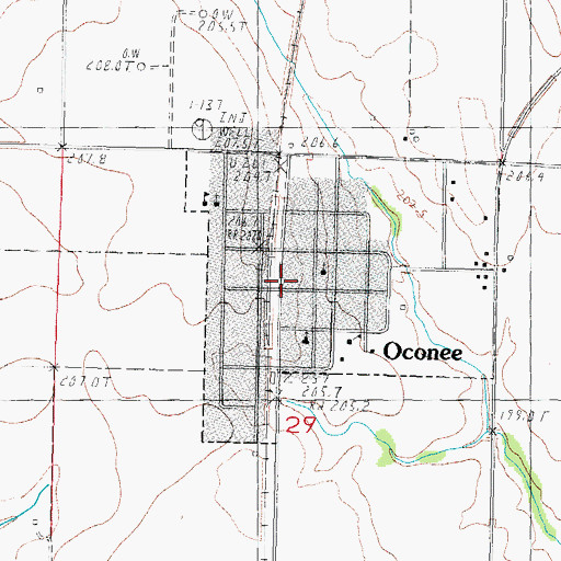 Topographic Map of Oconee Post Office, IL