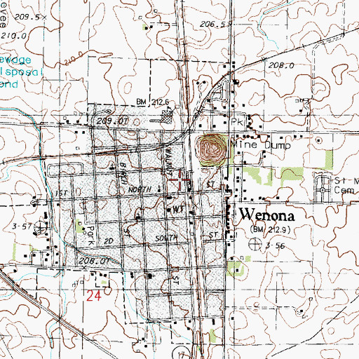 Topographic Map of Wenona Post Office, IL