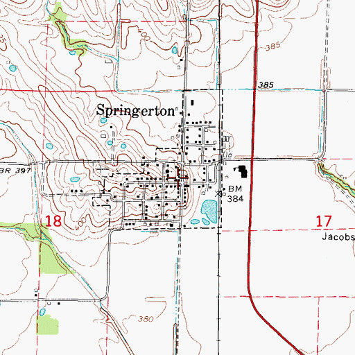 Topographic Map of Springerton Post Office, IL