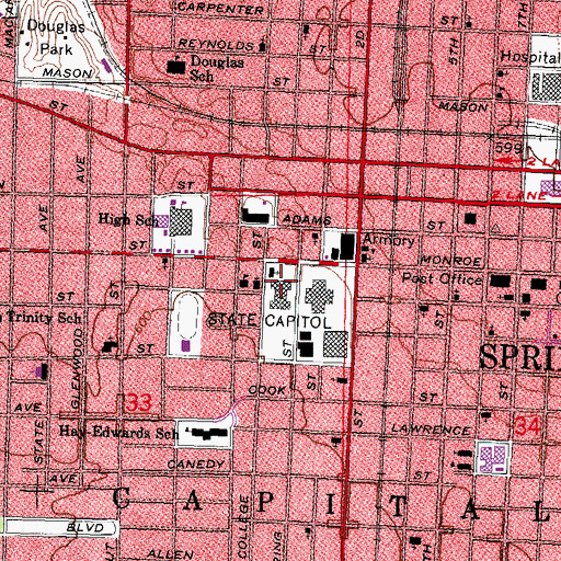 Topographic Map of Capitol Post Office, IL