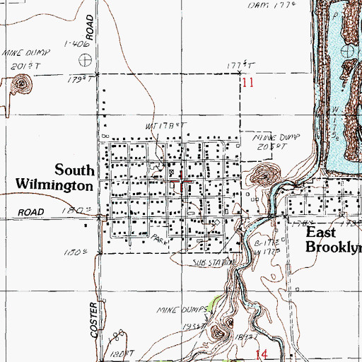 Topographic Map of South Wilmington Post Office, IL
