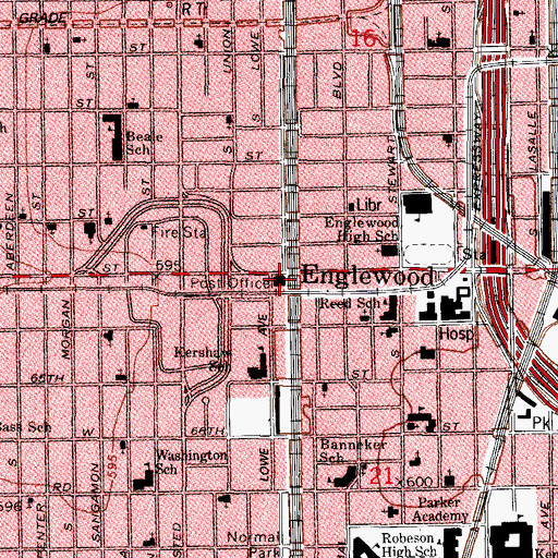 Topographic Map of Englewood Post Office, IL