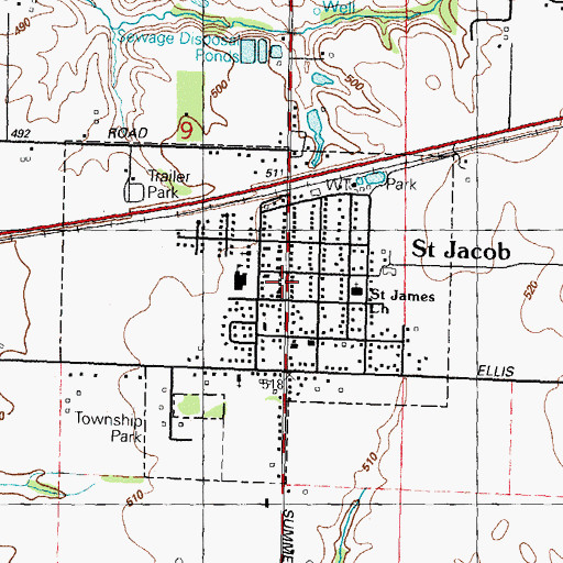 Topographic Map of Saint Jacob Post Office, IL