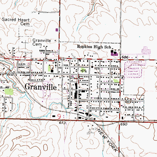 Topographic Map of Granville Post Office, IL