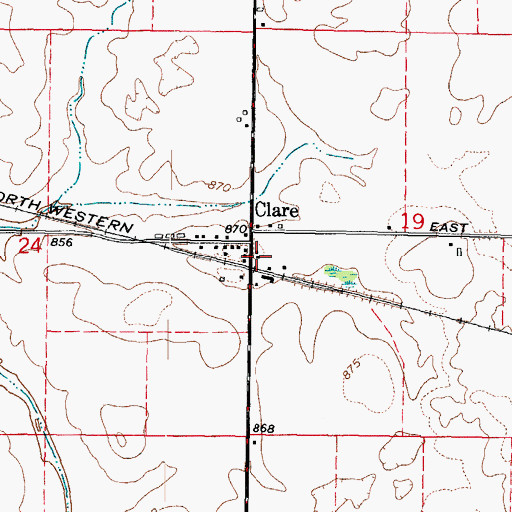 Topographic Map of Clare Post Office, IL