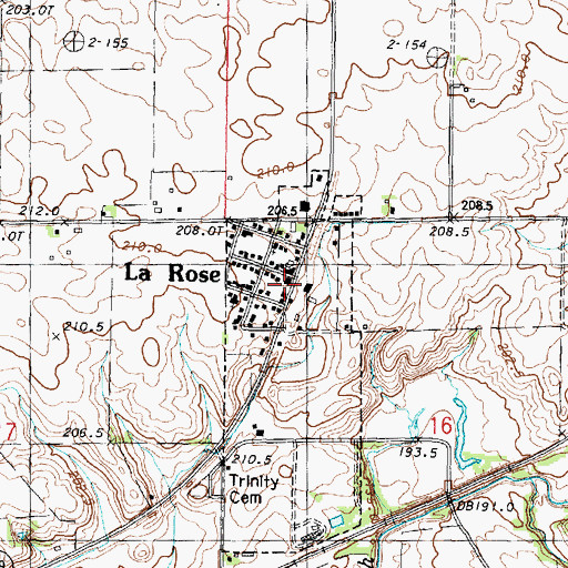 Topographic Map of La Rose Post Office, IL
