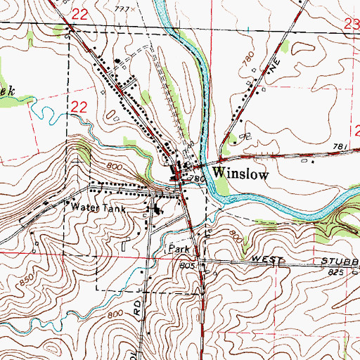 Topographic Map of Winslow Post Office, IL