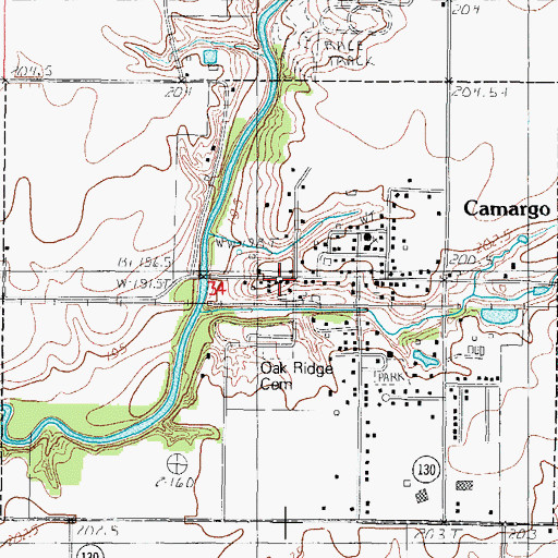 Topographic Map of Camargo Post Office, IL