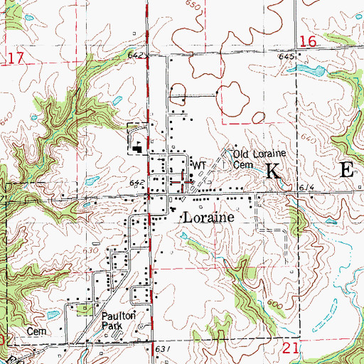 Topographic Map of Loraine Post Office, IL