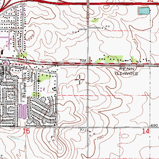Topographic Map of Urbana Post Office, IL