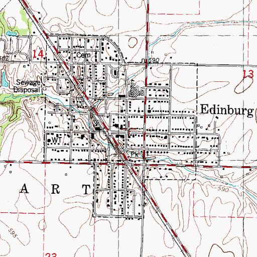 Topographic Map of Edinburg Post Office, IL