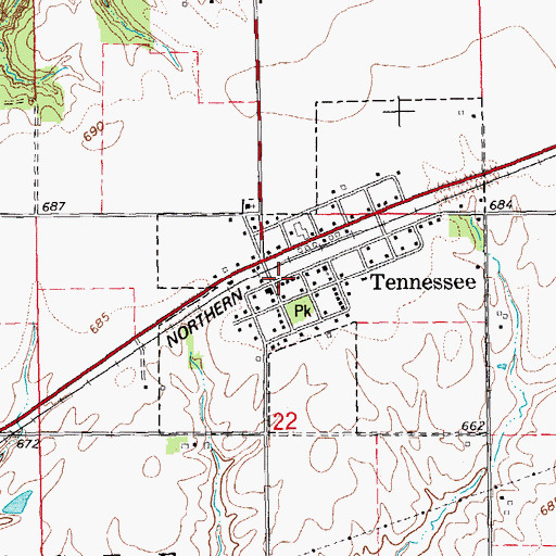 Topographic Map of Tennessee Post Office, IL