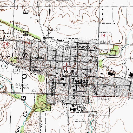 Topographic Map of Toulon Post Office, IL