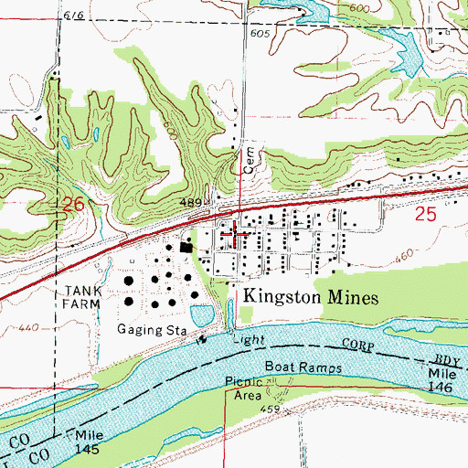 Topographic Map of Kingston Mines Post Office, IL