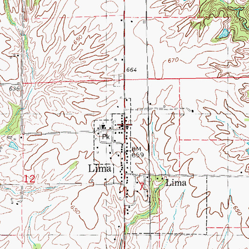 Topographic Map of Lima Post Office, IL