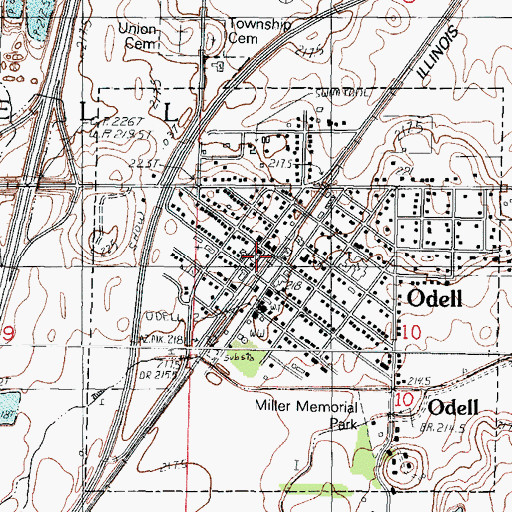 Topographic Map of Odell Post Office, IL
