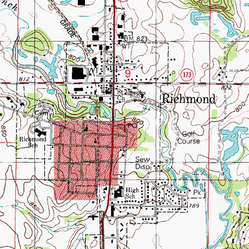 Topographic Map of Richmond Post Office, IL