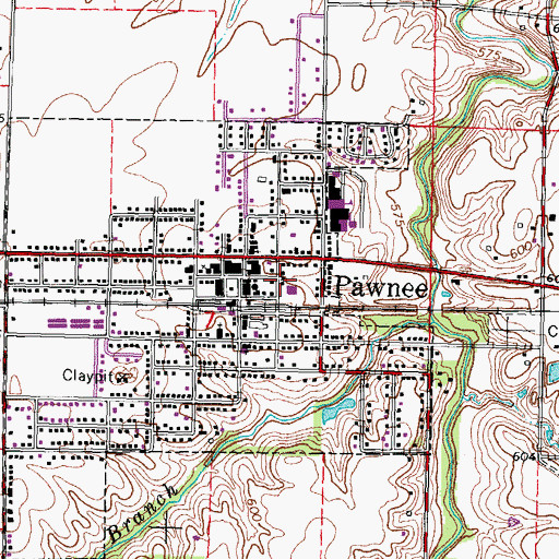 Topographic Map of Pawnee Post Office, IL