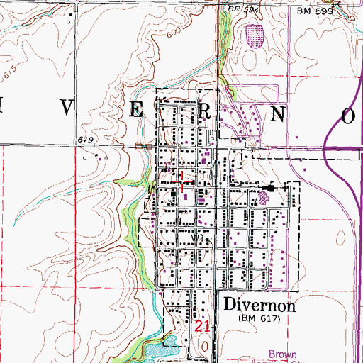 Topographic Map of Divernon Post Office, IL