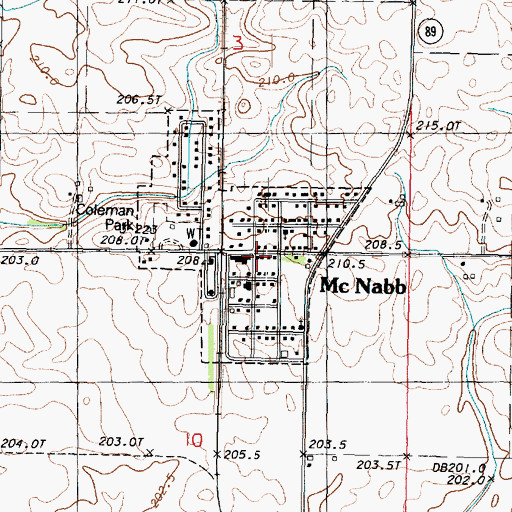 Topographic Map of Mc Nabb Post Office, IL