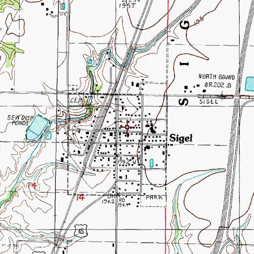 Topographic Map of Sigel Post Office, IL