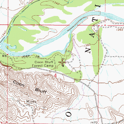 Topographic Map of Coon Bluff Recreation Site, AZ