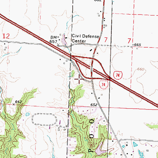 Topographic Map of Edwards Post Office, IL