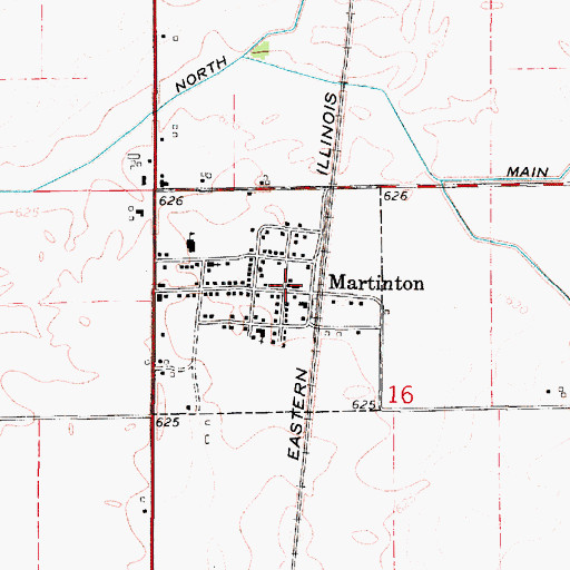 Topographic Map of Martinton Post Office, IL