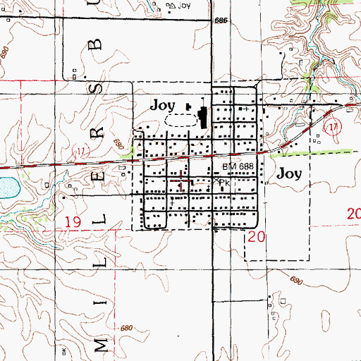 Topographic Map of Joy Post Office, IL